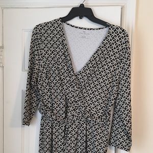 Talbots 3/4 sleeve faux wrap dress